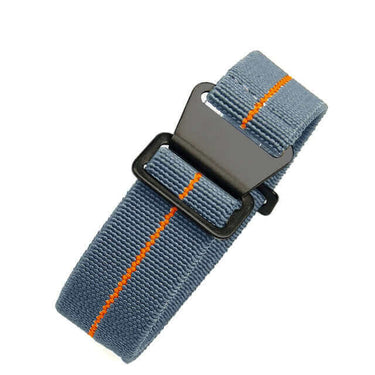 Marine Nationale Military Style Elastic Strap - Grey & Orange with Black Buckle